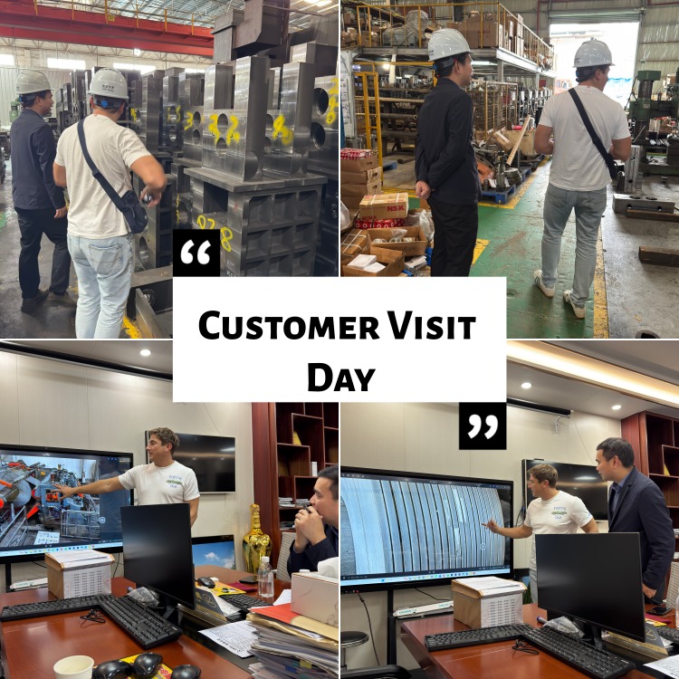 Clienti polacchi presso la fabbrica di macchine da taglio per bobine di metallo